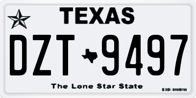 TX license plate DZT9497