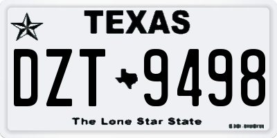 TX license plate DZT9498