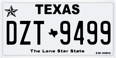 TX license plate DZT9499