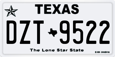 TX license plate DZT9522