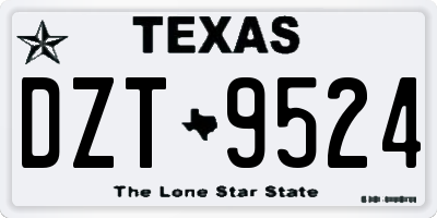 TX license plate DZT9524