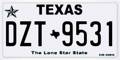 TX license plate DZT9531