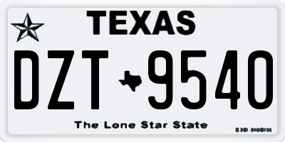 TX license plate DZT9540