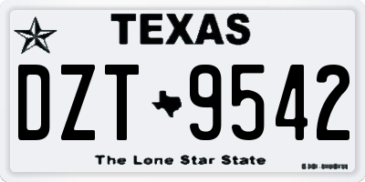 TX license plate DZT9542