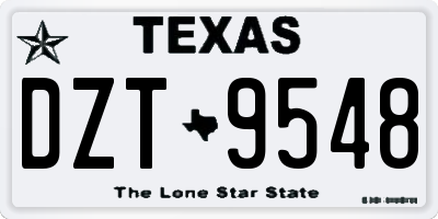 TX license plate DZT9548