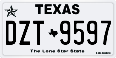 TX license plate DZT9597