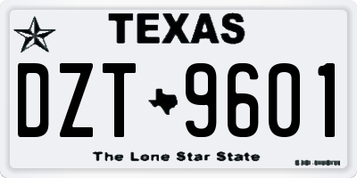 TX license plate DZT9601