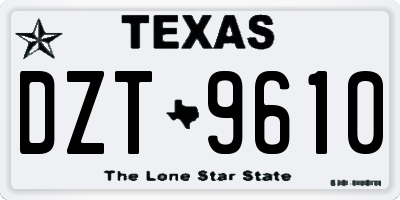 TX license plate DZT9610