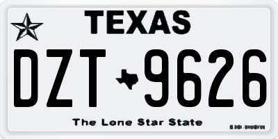 TX license plate DZT9626