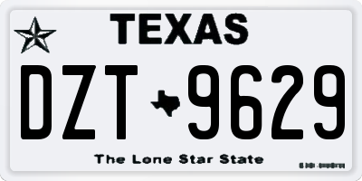 TX license plate DZT9629