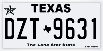 TX license plate DZT9631