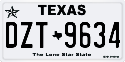 TX license plate DZT9634