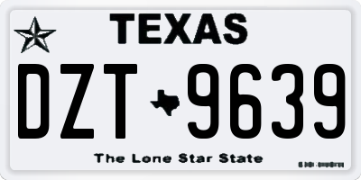 TX license plate DZT9639