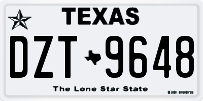 TX license plate DZT9648