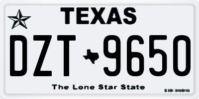 TX license plate DZT9650