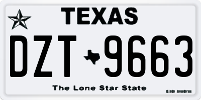 TX license plate DZT9663