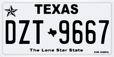 TX license plate DZT9667