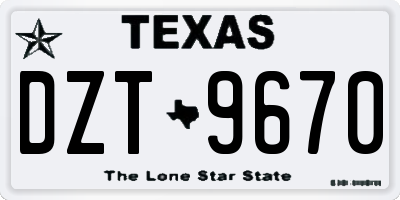 TX license plate DZT9670