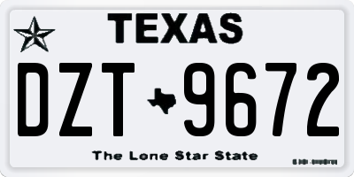 TX license plate DZT9672