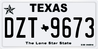 TX license plate DZT9673