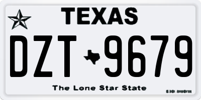 TX license plate DZT9679