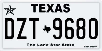 TX license plate DZT9680