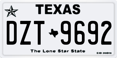 TX license plate DZT9692