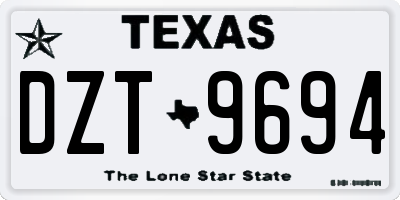 TX license plate DZT9694