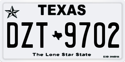 TX license plate DZT9702