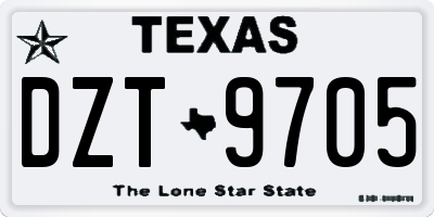 TX license plate DZT9705