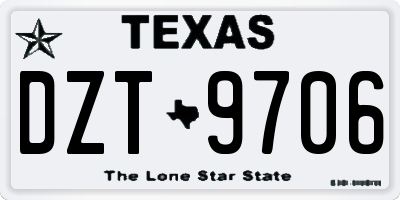 TX license plate DZT9706