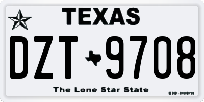 TX license plate DZT9708