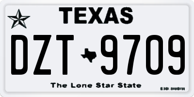TX license plate DZT9709