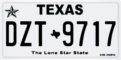 TX license plate DZT9717