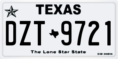 TX license plate DZT9721