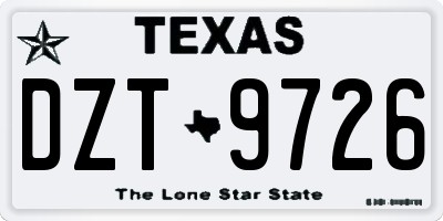 TX license plate DZT9726