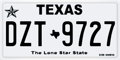 TX license plate DZT9727