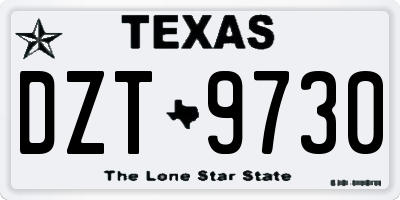 TX license plate DZT9730