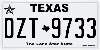 TX license plate DZT9733