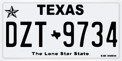 TX license plate DZT9734