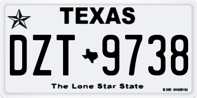 TX license plate DZT9738