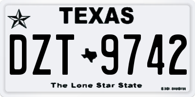 TX license plate DZT9742