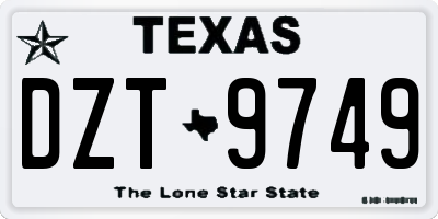 TX license plate DZT9749