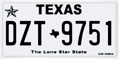 TX license plate DZT9751