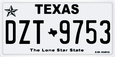 TX license plate DZT9753