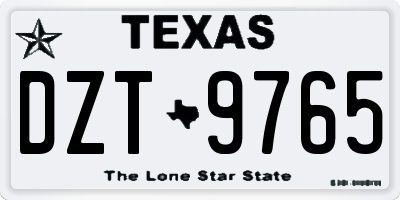 TX license plate DZT9765
