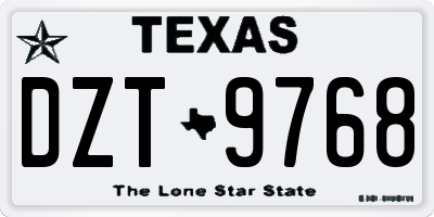 TX license plate DZT9768