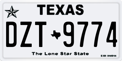 TX license plate DZT9774