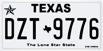 TX license plate DZT9776