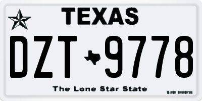 TX license plate DZT9778